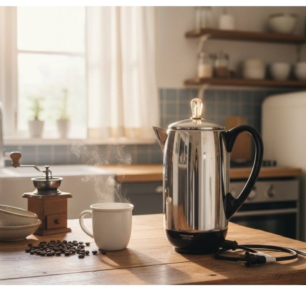 Farberware Superfast 12 Cup Electric Coffee Percolator Stainless Steel Vintage